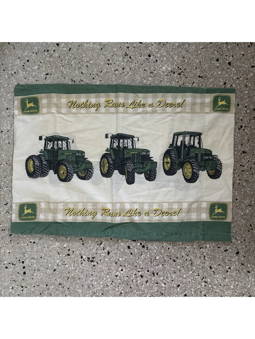 Vintage 90s John Deere Tractor Pillowcases Nothing Runs like a Deere Lot of 3